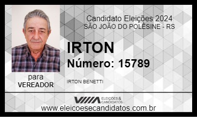 Candidato IRTON 2024 - SÃO JOÃO DO POLÊSINE - Eleições