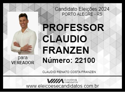 Candidato PROFESSOR CLAUDIO FRANZEN 2024 - PORTO ALEGRE - Eleições