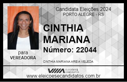 Candidato CINTHIA MARIANA 2024 - PORTO ALEGRE - Eleições