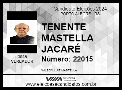 Candidato TENENTE MASTELLA JACARÉ 2024 - PORTO ALEGRE - Eleições