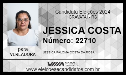 Candidato JESSICA COSTA 2024 - GRAVATAÍ - Eleições