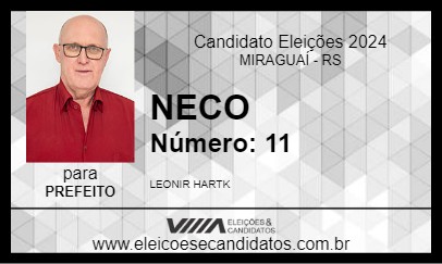 Candidato NECO 2024 - MIRAGUAÍ - Eleições