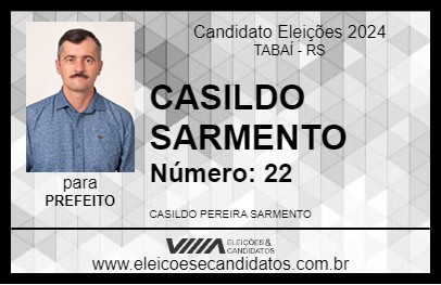 Candidato CASILDO SARMENTO 2024 - TABAÍ - Eleições