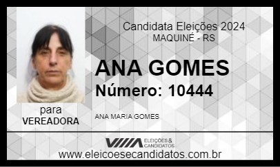 Candidato ANA GOMES 2024 - MAQUINÉ - Eleições