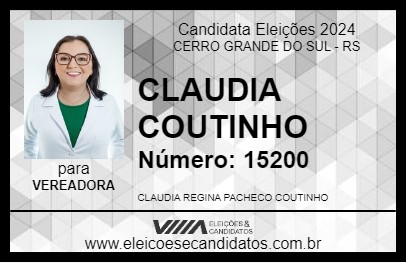 Candidato CLAUDIA COUTINHO 2024 - CERRO GRANDE DO SUL - Eleições