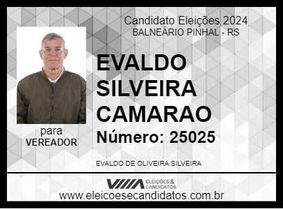 Candidato EVALDO SILVEIRA CAMARAO 2024 - BALNEÁRIO PINHAL - Eleições