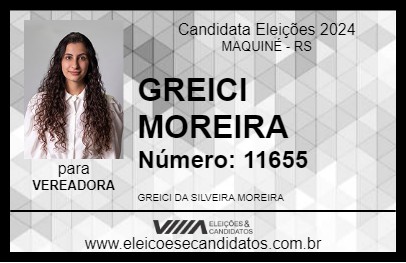 Candidato GREICI MOREIRA 2024 - MAQUINÉ - Eleições