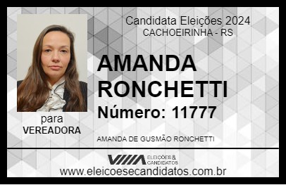 Candidato AMANDA RONCHETTI 2024 - CACHOEIRINHA - Eleições