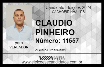 Candidato CLAUDIO PINHEIRO 2024 - CACHOEIRINHA - Eleições