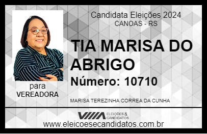 Candidato TIA MARISA DO ABRIGO 2024 - CANOAS - Eleições