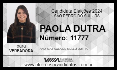 Candidato PAOLA DUTRA 2024 - SÃO PEDRO DO SUL - Eleições