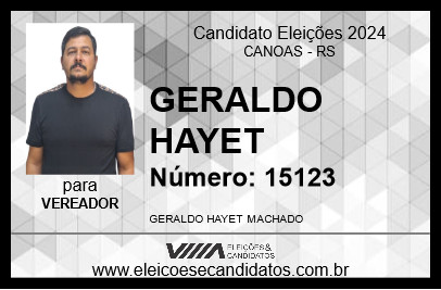 Candidato GERALDO HAYET 2024 - CANOAS - Eleições