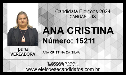 Candidato ANA CRISTINA 2024 - CANOAS - Eleições