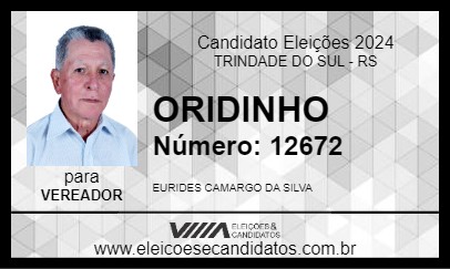 Candidato ORIDINHO 2024 - TRINDADE DO SUL - Eleições