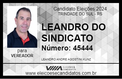 Candidato LEANDRO DO SINDICATO 2024 - TRINDADE DO SUL - Eleições