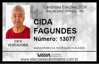 Candidato CIDA FAGUNDES 2024 - BALNEÁRIO PINHAL - Eleições