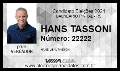 Candidato HANS TASSONI 2024 - BALNEÁRIO PINHAL - Eleições