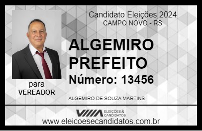 Candidato ALGEMIRO PREFEITO 2024 - CAMPO NOVO - Eleições