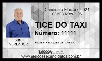 Candidato TICE DO TAXI 2024 - CAMPO NOVO - Eleições