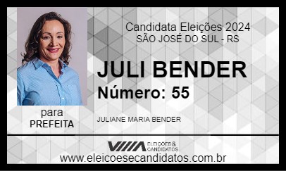 Candidato JULI BENDER 2024 - SÃO JOSÉ DO SUL - Eleições