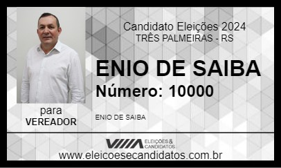 Candidato ENIO DE SAIBA 2024 - TRÊS PALMEIRAS - Eleições