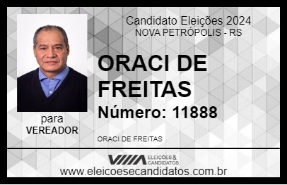 Candidato ORACI DE FREITAS 2024 - NOVA PETRÓPOLIS - Eleições