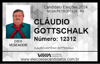 Candidato CLÁUDIO GOTTSCHALK 2024 - NOVA PETRÓPOLIS - Eleições