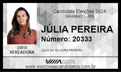 Candidato JÚLIA PEREIRA 2024 - GRAMADO - Eleições