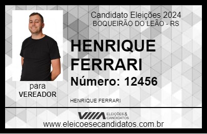 Candidato HENRIQUE FERRARI 2024 - BOQUEIRÃO DO LEÃO - Eleições