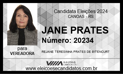 Candidato JANE PRATES 2024 - CANOAS - Eleições