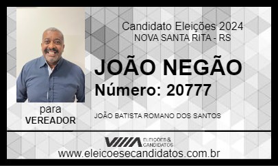 Candidato JOÃO NEGÃO 2024 - NOVA SANTA RITA - Eleições