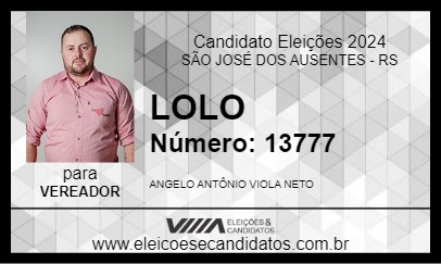 Candidato LOLO 2024 - SÃO JOSÉ DOS AUSENTES - Eleições