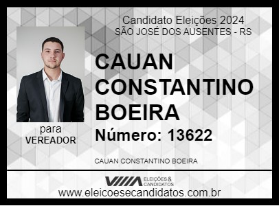 Candidato CAUAN CONSTANTINO BOEIRA 2024 - SÃO JOSÉ DOS AUSENTES - Eleições