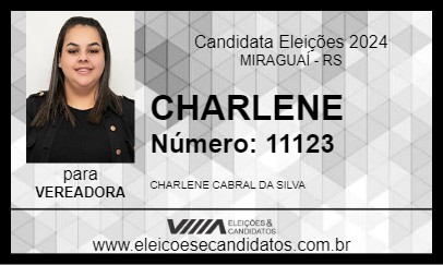 Candidato CHARLENE 2024 - MIRAGUAÍ - Eleições