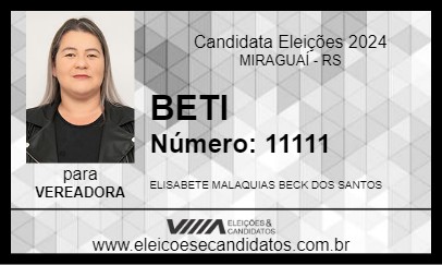 Candidato BETI 2024 - MIRAGUAÍ - Eleições