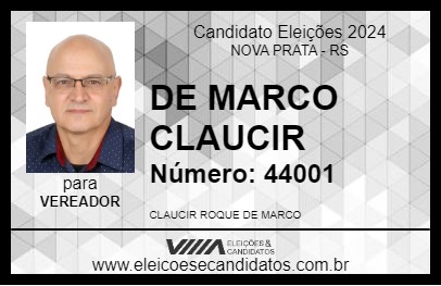 Candidato DE MARCO CLAUCIR 2024 - NOVA PRATA - Eleições