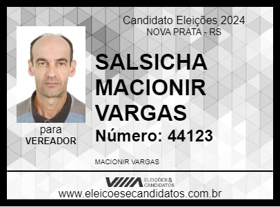 Candidato SALSICHA MACIONIR VARGAS 2024 - NOVA PRATA - Eleições