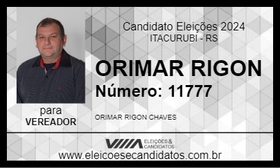 Candidato ORIMAR RIGON 2024 - ITACURUBI - Eleições