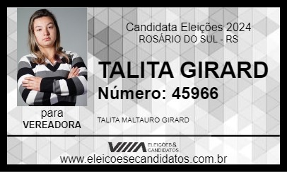 Candidato TALITA GIRARD 2024 - ROSÁRIO DO SUL - Eleições