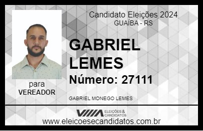 Candidato GABRIEL LEMES 2024 - GUAÍBA - Eleições