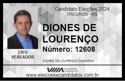 Candidato DIONES DE LOURENÇO 2024 - ITACURUBI - Eleições