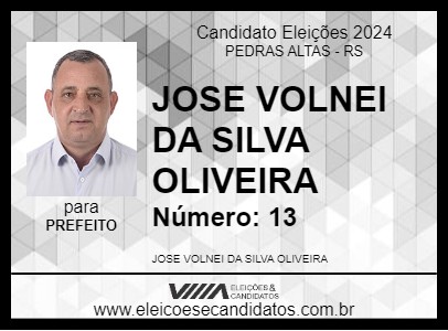 Candidato JOSE VOLNEI DA SILVA OLIVEIRA 2024 - PEDRAS ALTAS - Eleições