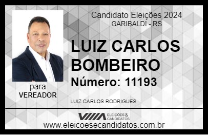 Candidato LUIZ CARLOS BOMBEIRO 2024 - GARIBALDI - Eleições