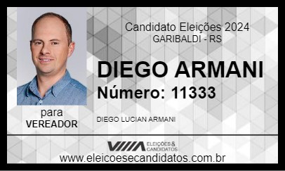 Candidato DIEGO ARMANI 2024 - GARIBALDI - Eleições