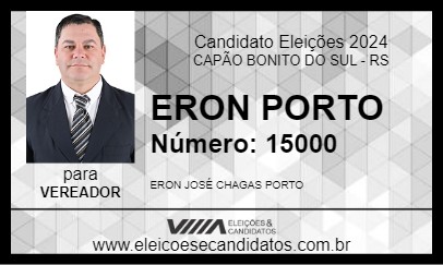 Candidato ERON PORTO 2024 - CAPÃO BONITO DO SUL - Eleições