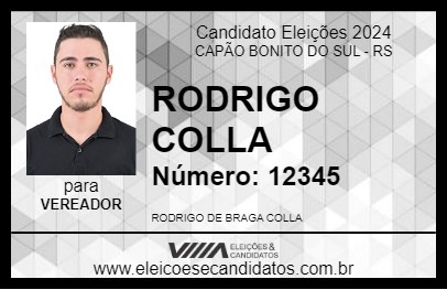 Candidato RODRIGO COLLA 2024 - CAPÃO BONITO DO SUL - Eleições