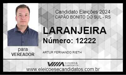 Candidato LARANJEIRA 2024 - CAPÃO BONITO DO SUL - Eleições