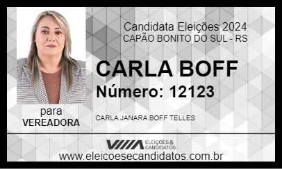 Candidato CARLA BOFF 2024 - CAPÃO BONITO DO SUL - Eleições