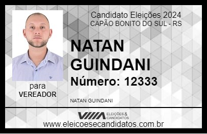 Candidato NATAN GUINDANI 2024 - CAPÃO BONITO DO SUL - Eleições