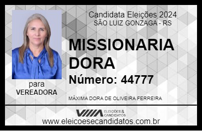 Candidato MISSIONARIA DORA 2024 - SÃO LUIZ GONZAGA - Eleições